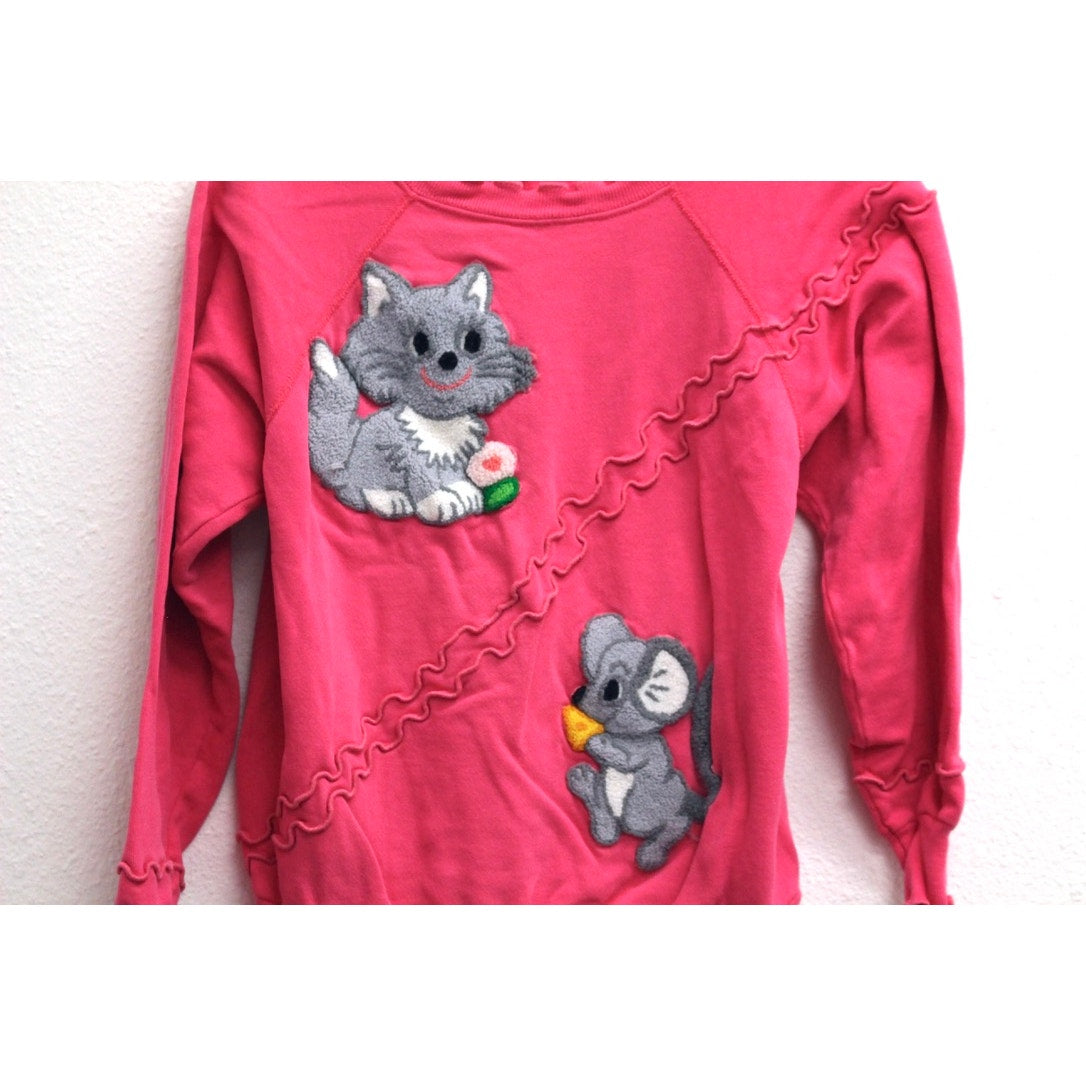 Vintage Kitty Cat and Mouse Sweatshirt Large