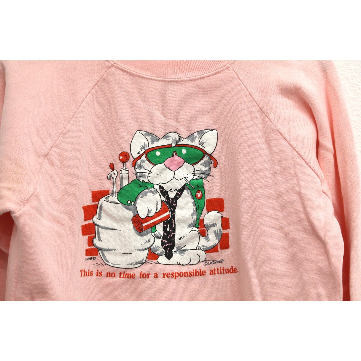 Vintage Cool Party Cat Sweatshirt Medium