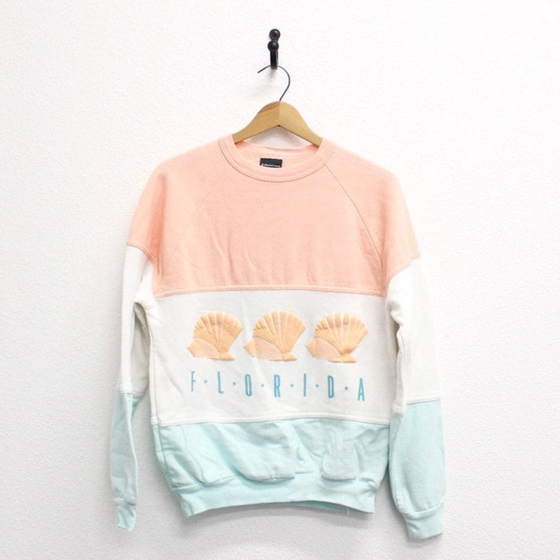 Vintage Florida Seashells Sweatshirt Medium