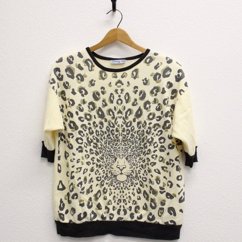 Vintage Ladies Leopard Cat Shirt Medium