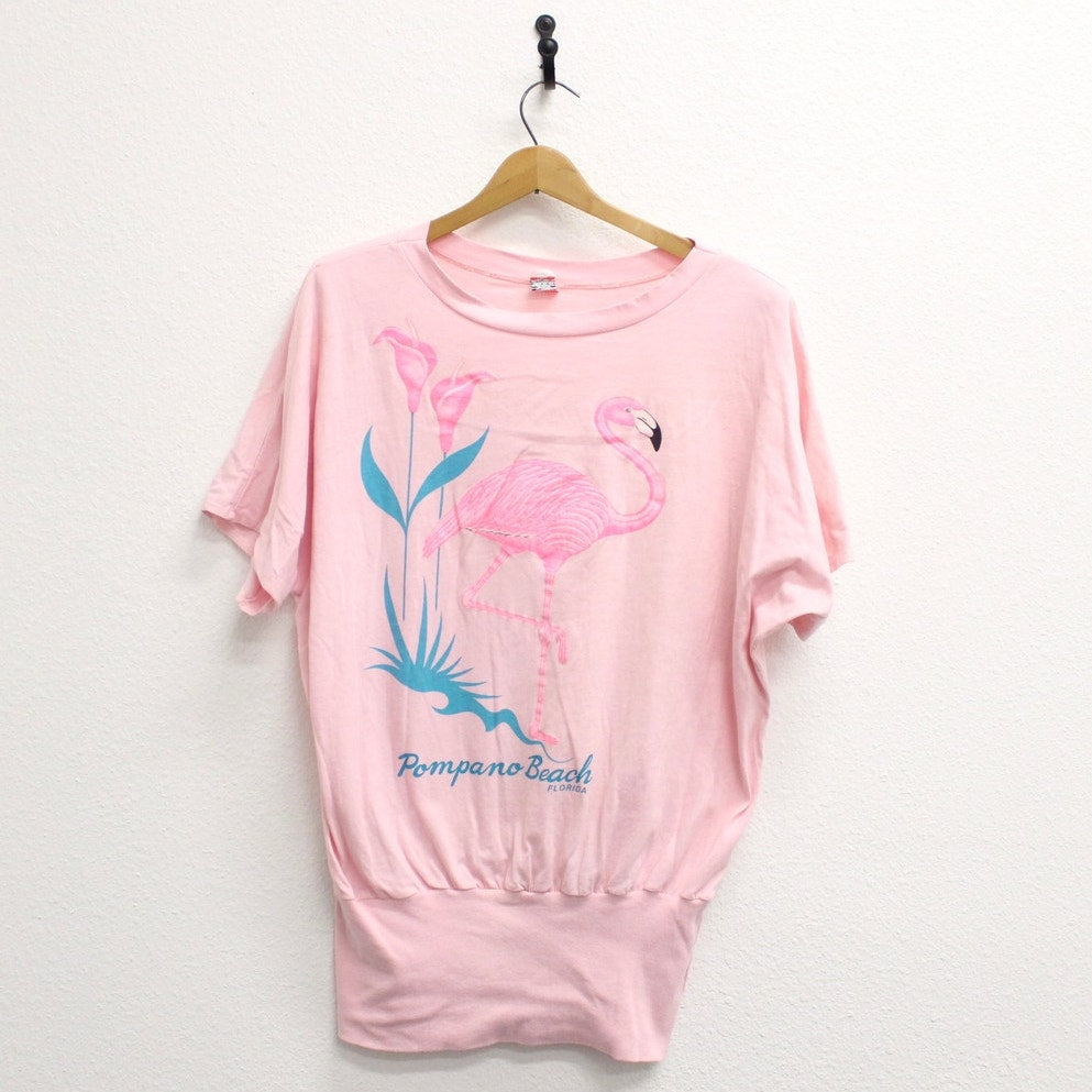 Vintage Pompano Beach Florida Flamingo T Shirt Large
