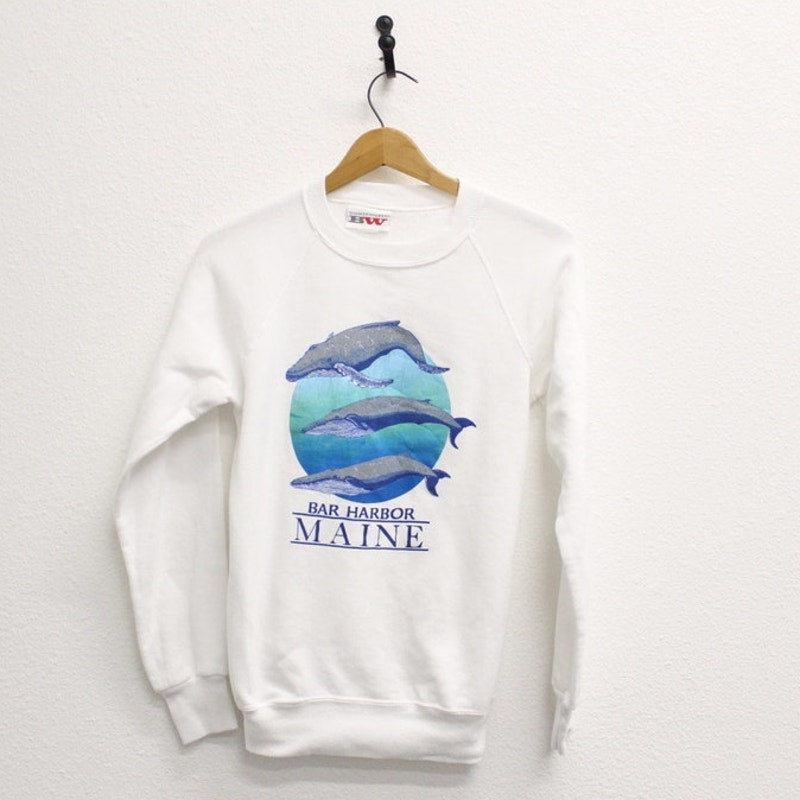 Vintage Bar Harbor Maine Humpback Whales Sweatshirt Small