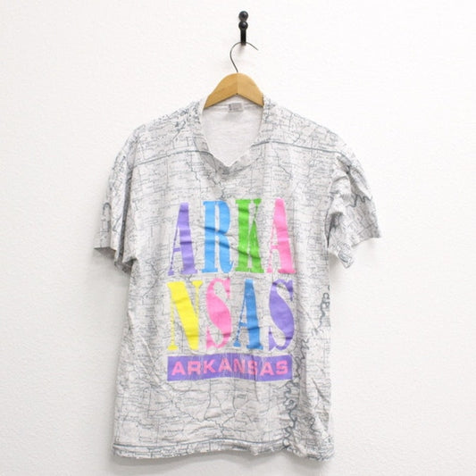 Vintage Arkansas Map T Shirt Large