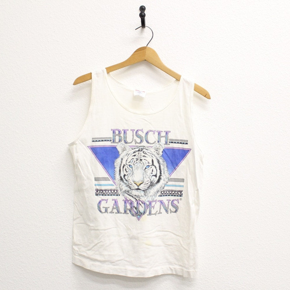 Vintage Busch Gardens Florida White Tiger Tank Top Medium