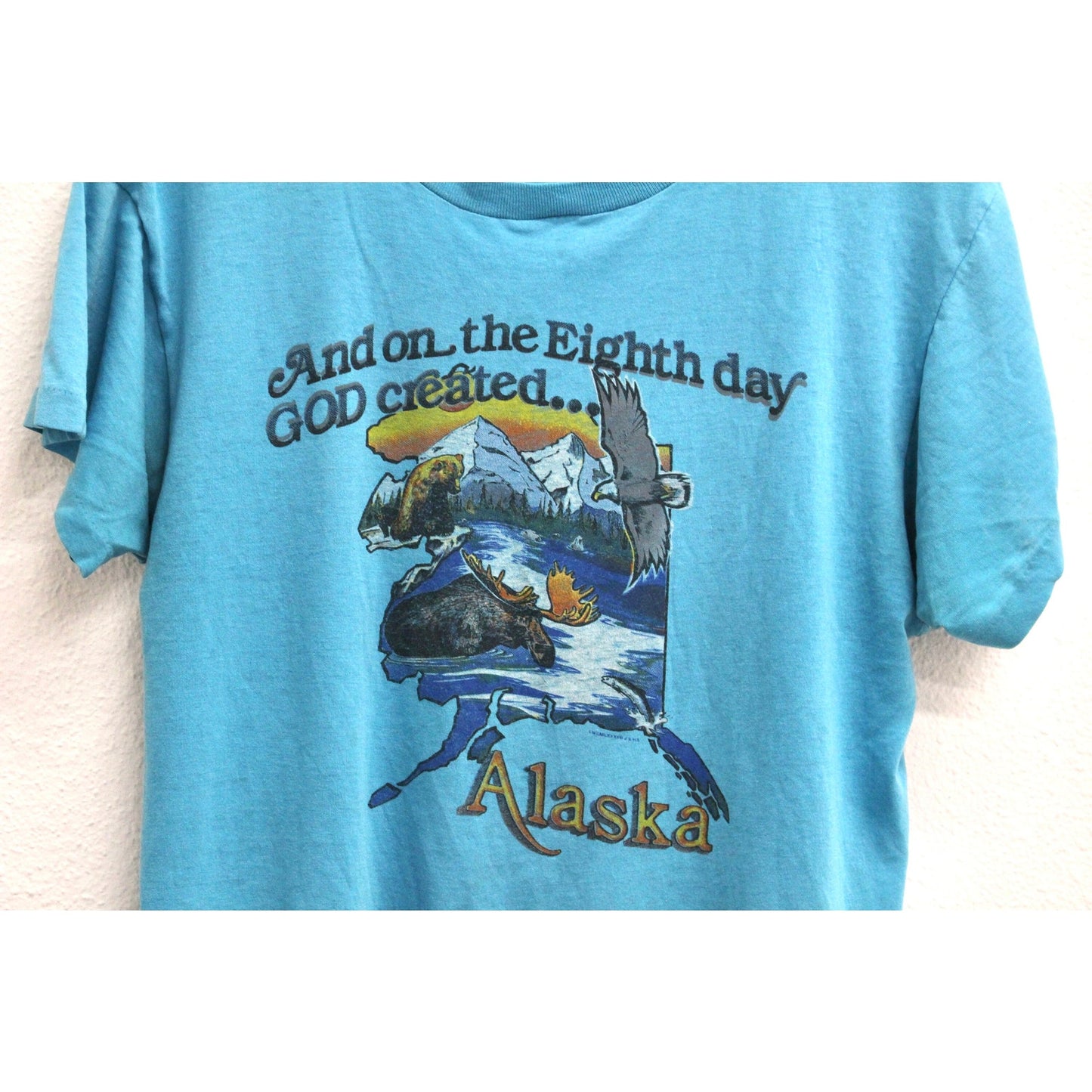 Vintage God Created Alaska T Shirt Medium