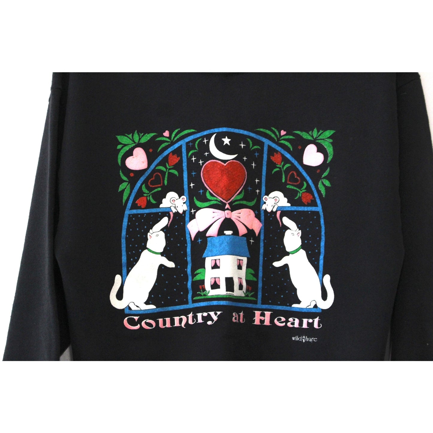 Vintage Country At Heart Cat Sweatshirt Large