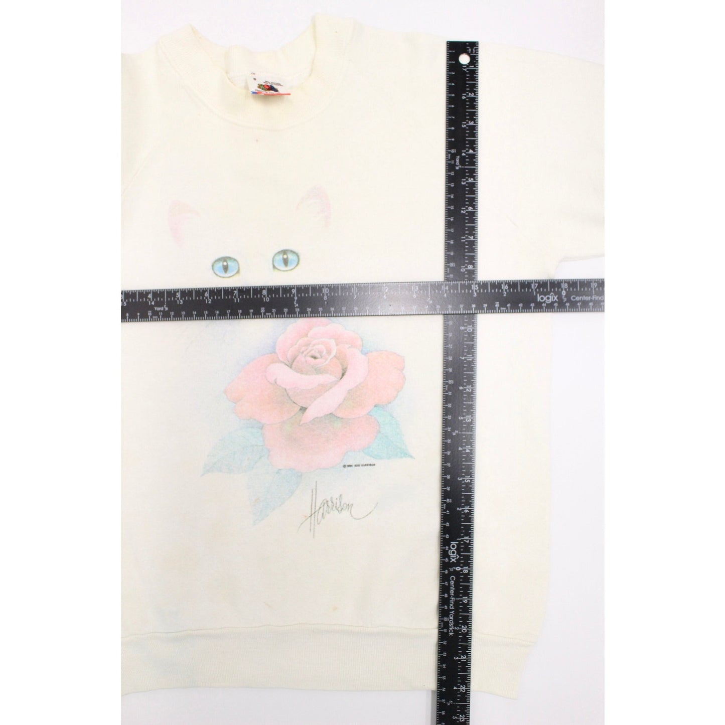 Vintage Kitty Cat Rose Sweatshirt Small