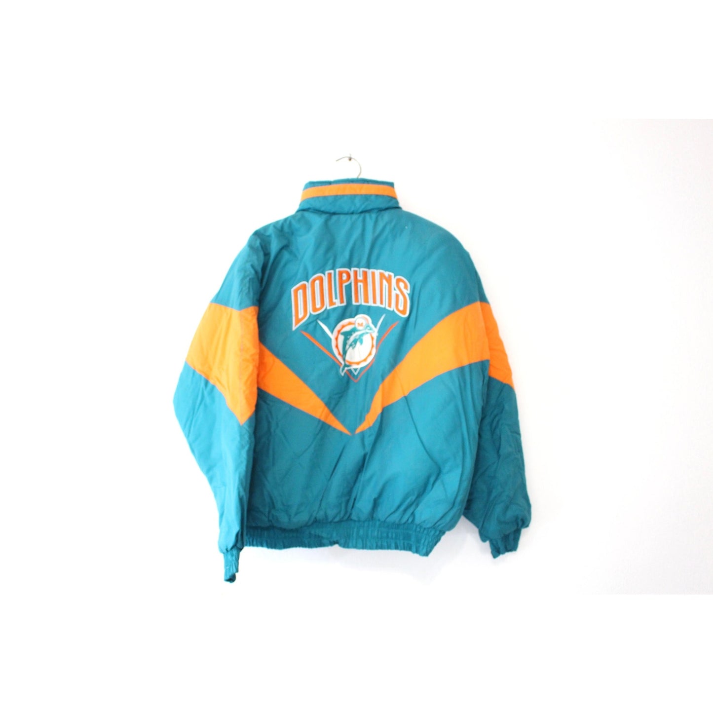 NWT Vintage Miami Florida Dolphins Football Jacket Coat Chalk Line Medium