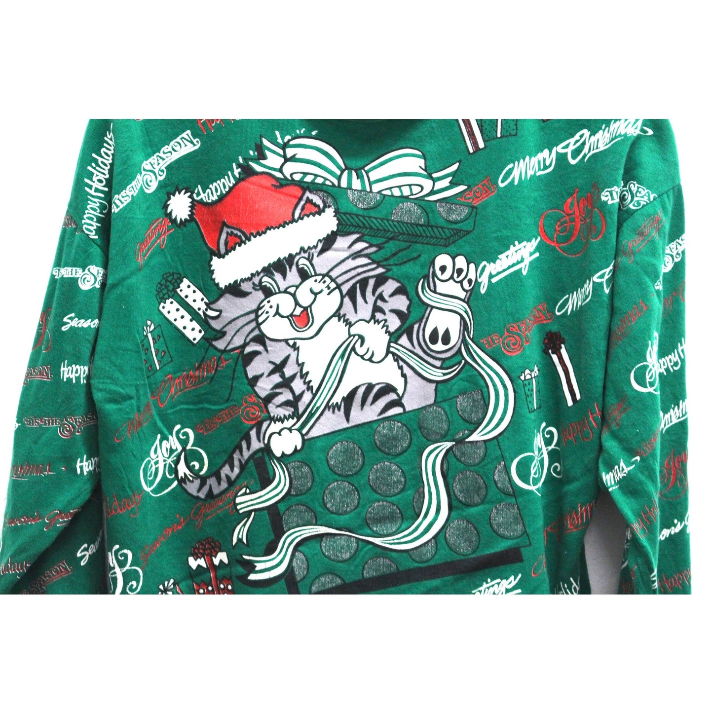 Vintage Ugly Crazy Cat Lady Christmas Sweater Sweatshirt Large