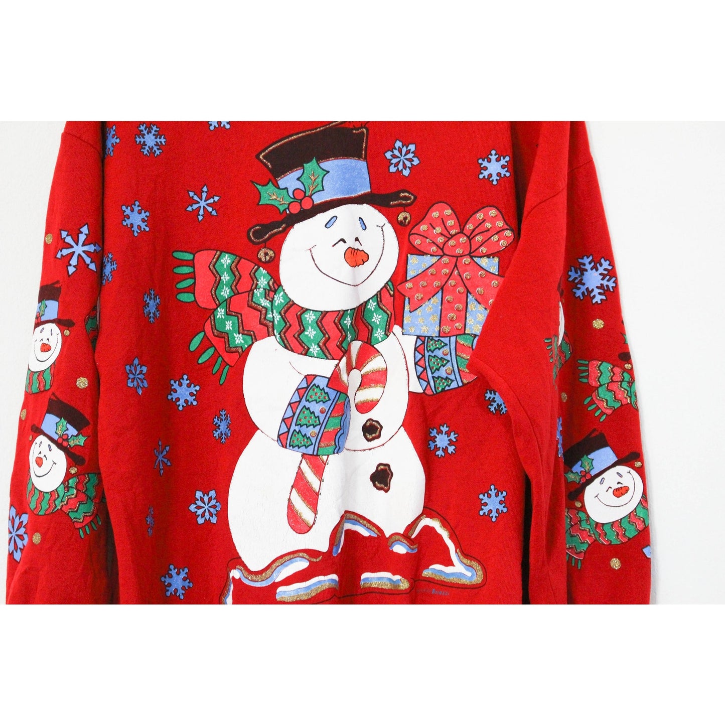 Vintage Snowman Christmas Sweatshirt Large