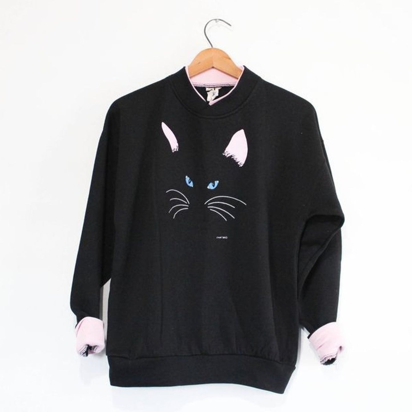 Vintage Kitty Cat Face Sweatshirt Medium