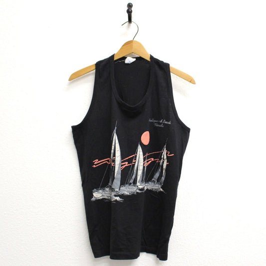 Vintage Hollywood Beach Florida Sailboats Tank Top Medium