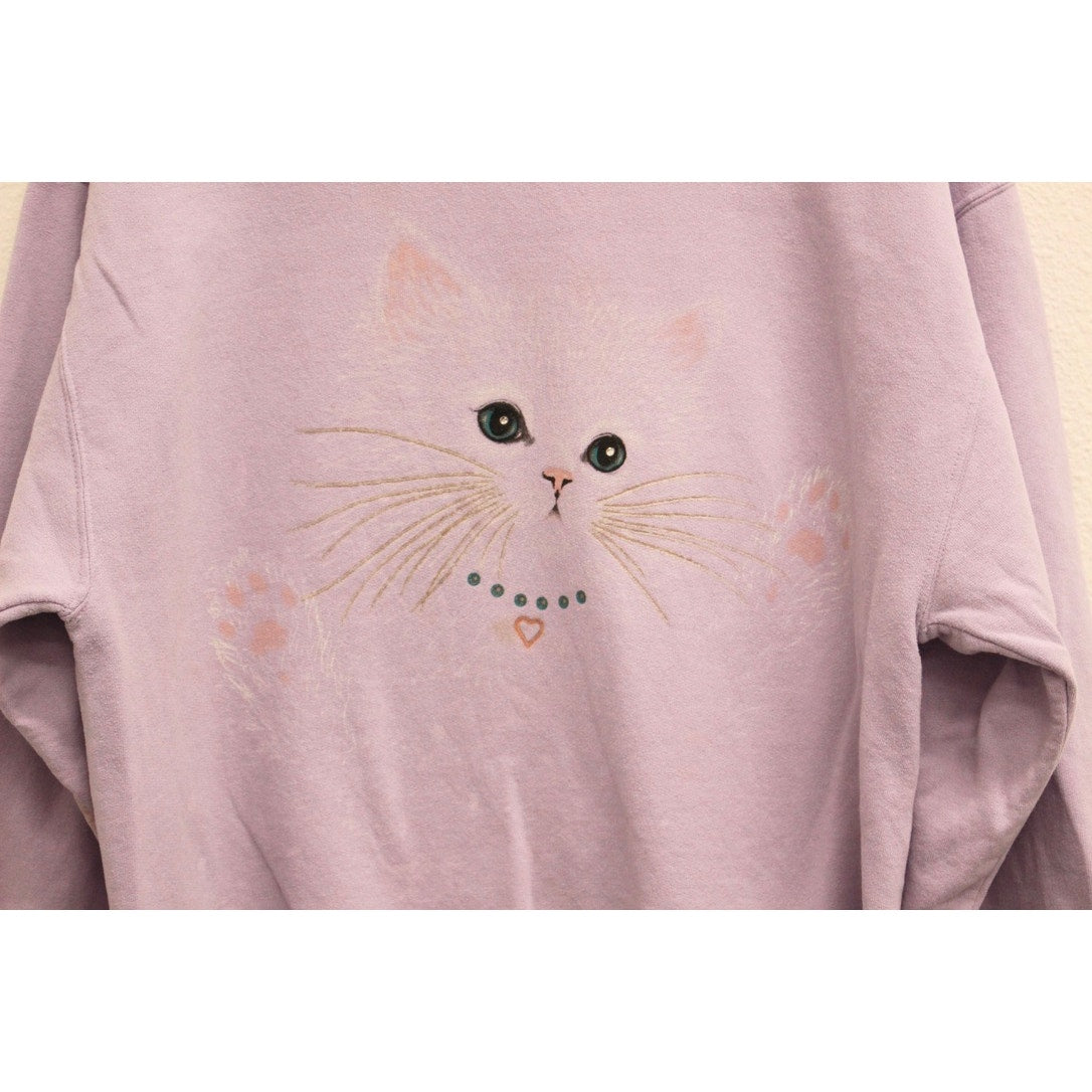 Vintage Kitty Cat Face Sweatshirt Medium