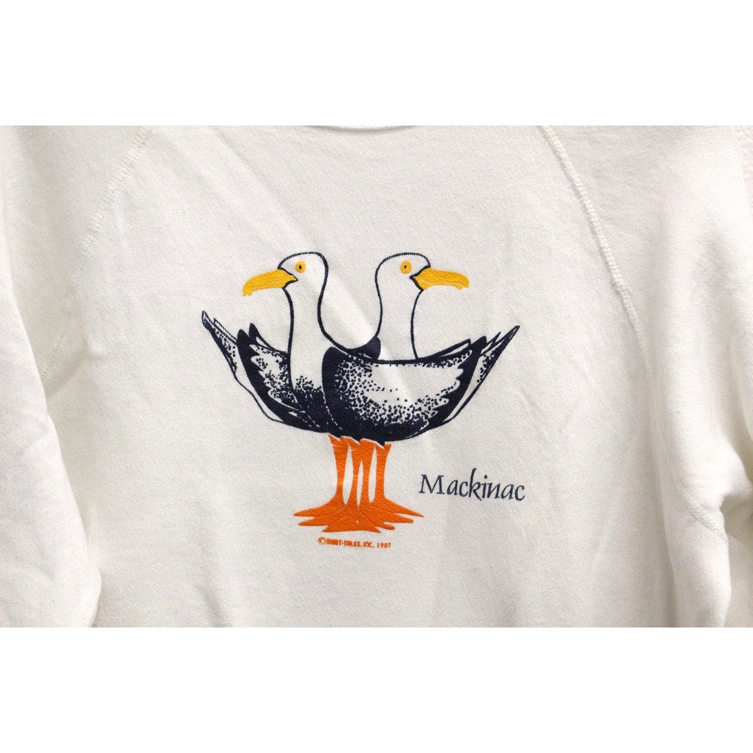 Vintage Mackinac Island Michigan Seagull Sweatshirt XL