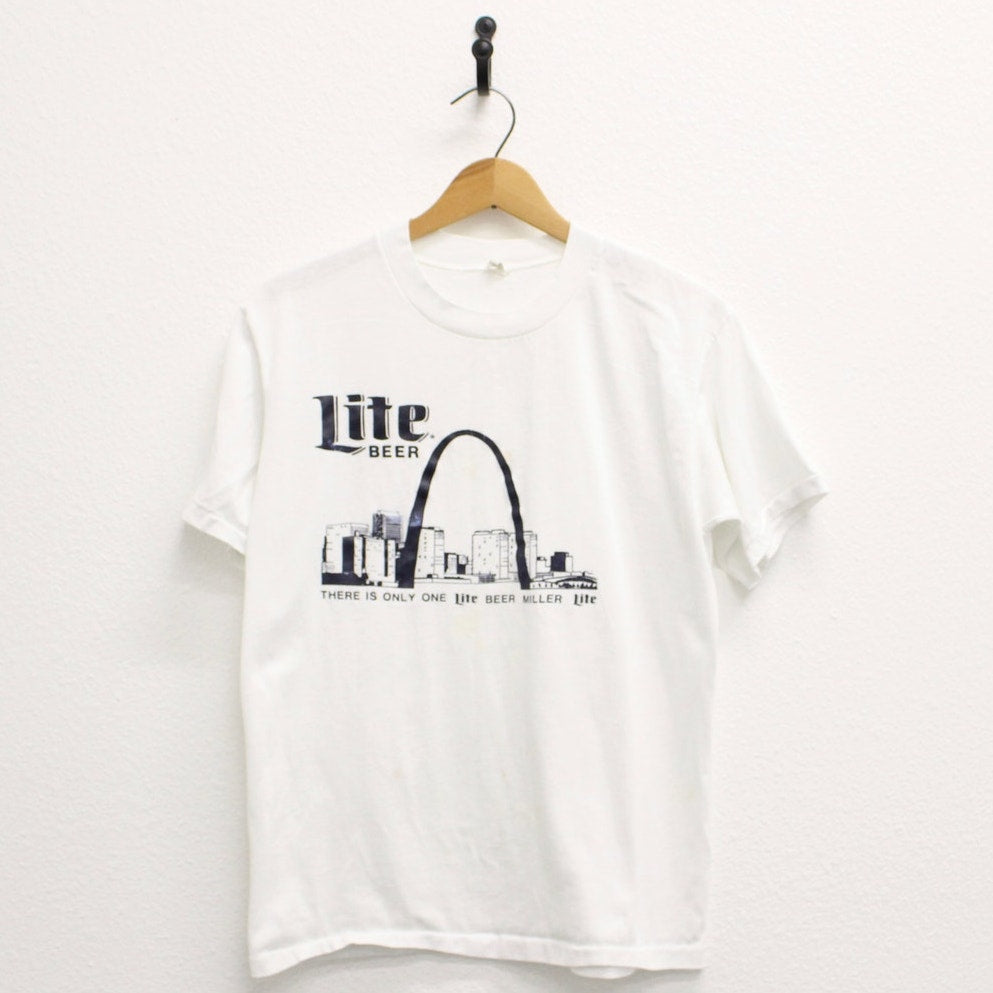 Vintage Miller Lite Beer St Louis Gateway Arch T Shirt Large