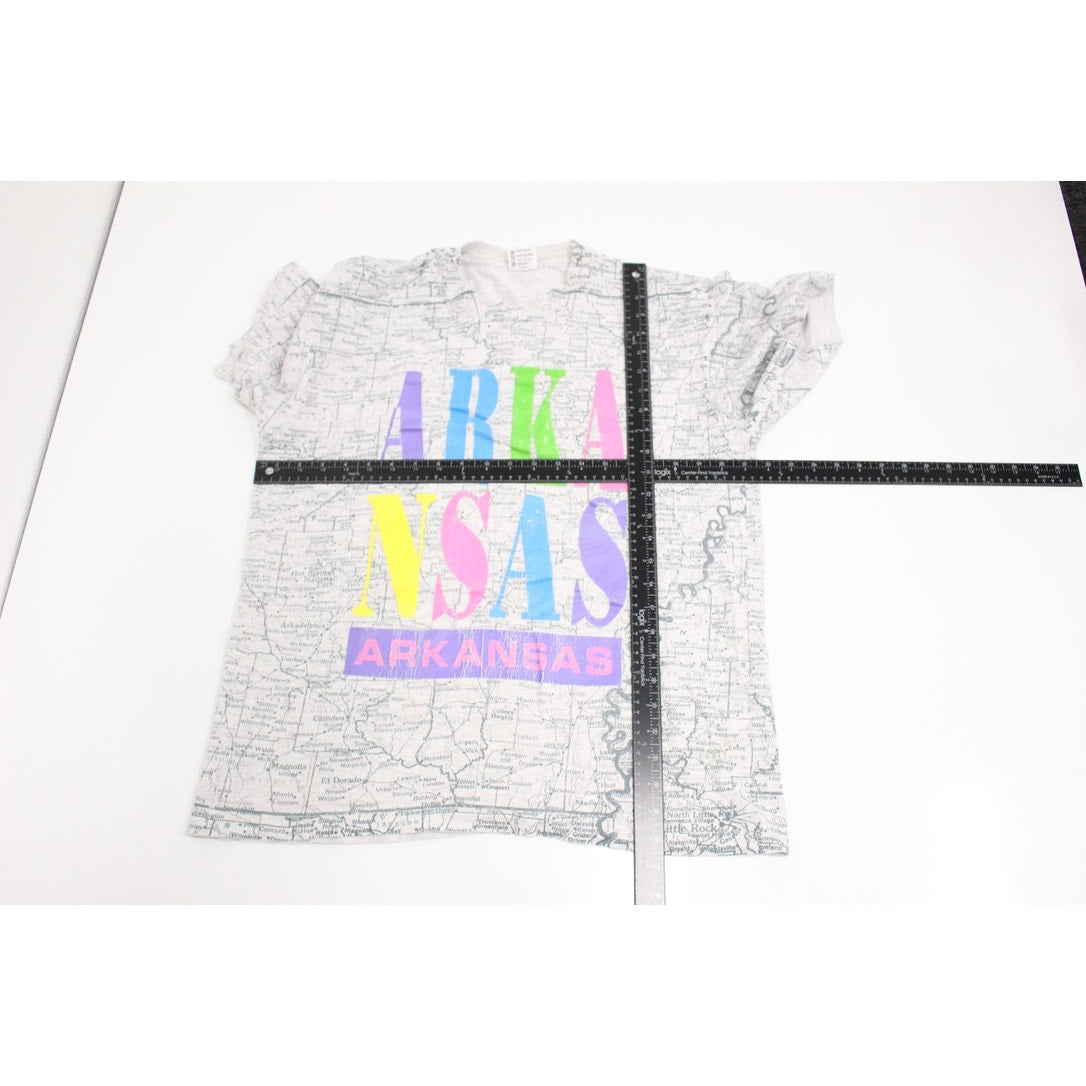 Vintage Arkansas Map T Shirt Large