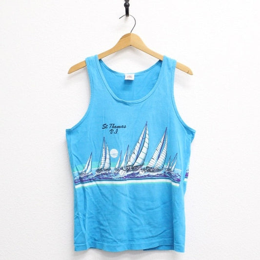 Vintage St Thomas Sailboats Tank T Shirt Medium