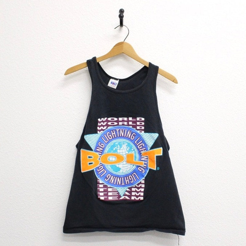 Vintage Lightning Bolt World Team Tank T Shirt Large