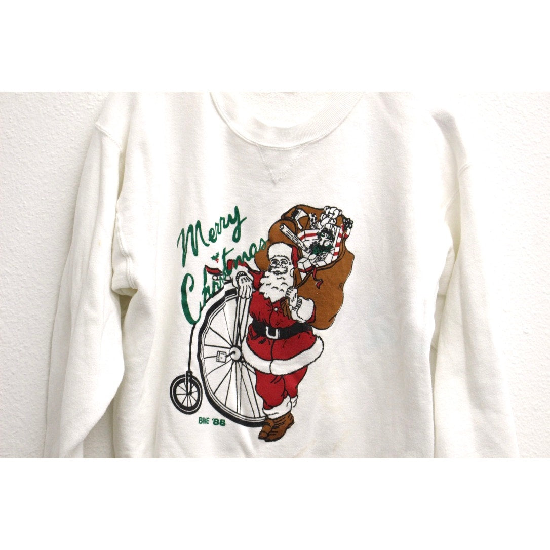 Vintage Santa Claus Bike Christmas Sweatshirt Large