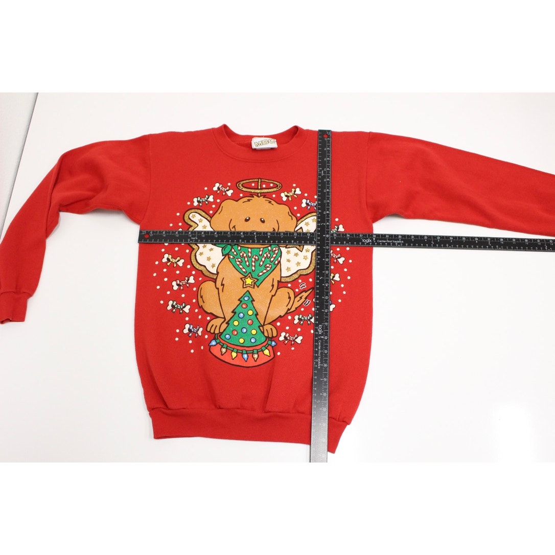 Vintage Puppy Dog Angel Christmas Sweatshirt Medium