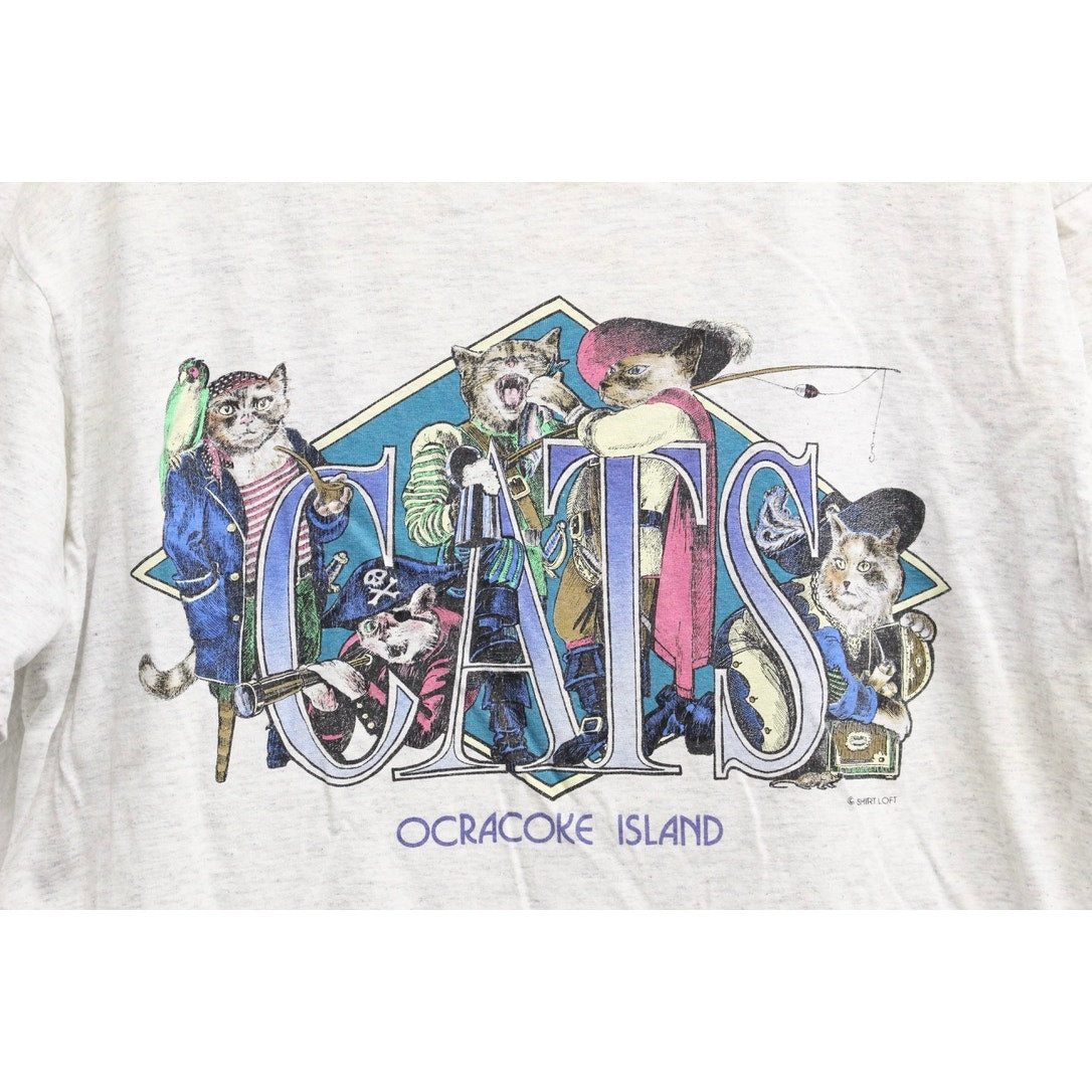 Vintage Pirate Cats Ocracoke Island T Shirt Large