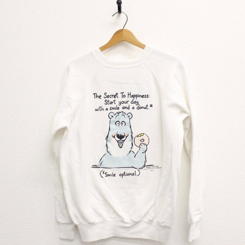 Vintage The Secret to Happiness Bear Sweatshirt XL