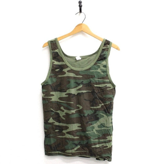 Vintage Army Camouflage Camo Tank Top T Shirt Large