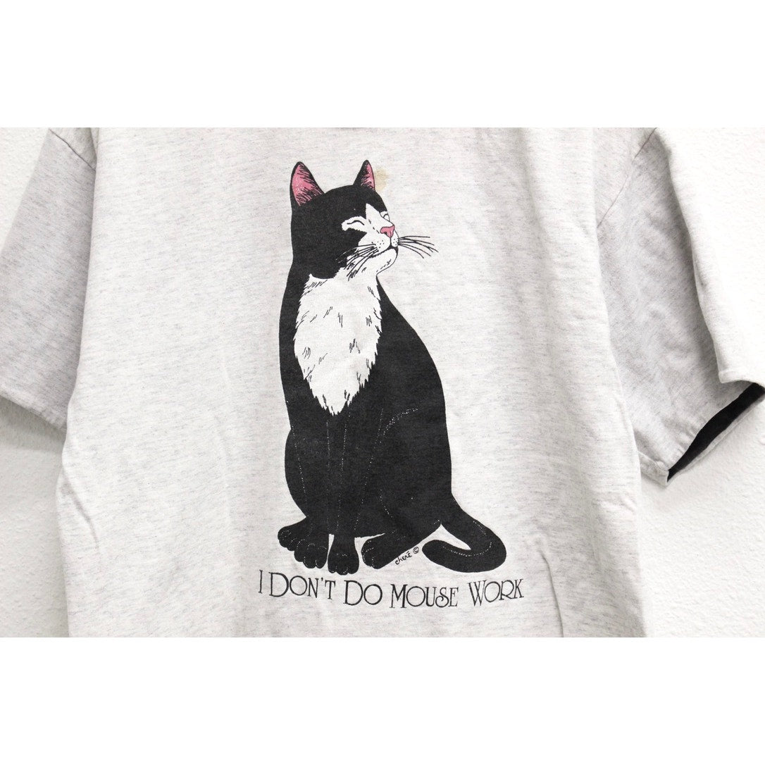 Vintage Kitty Cat I Dont Do Mouse Work T Shirt Large