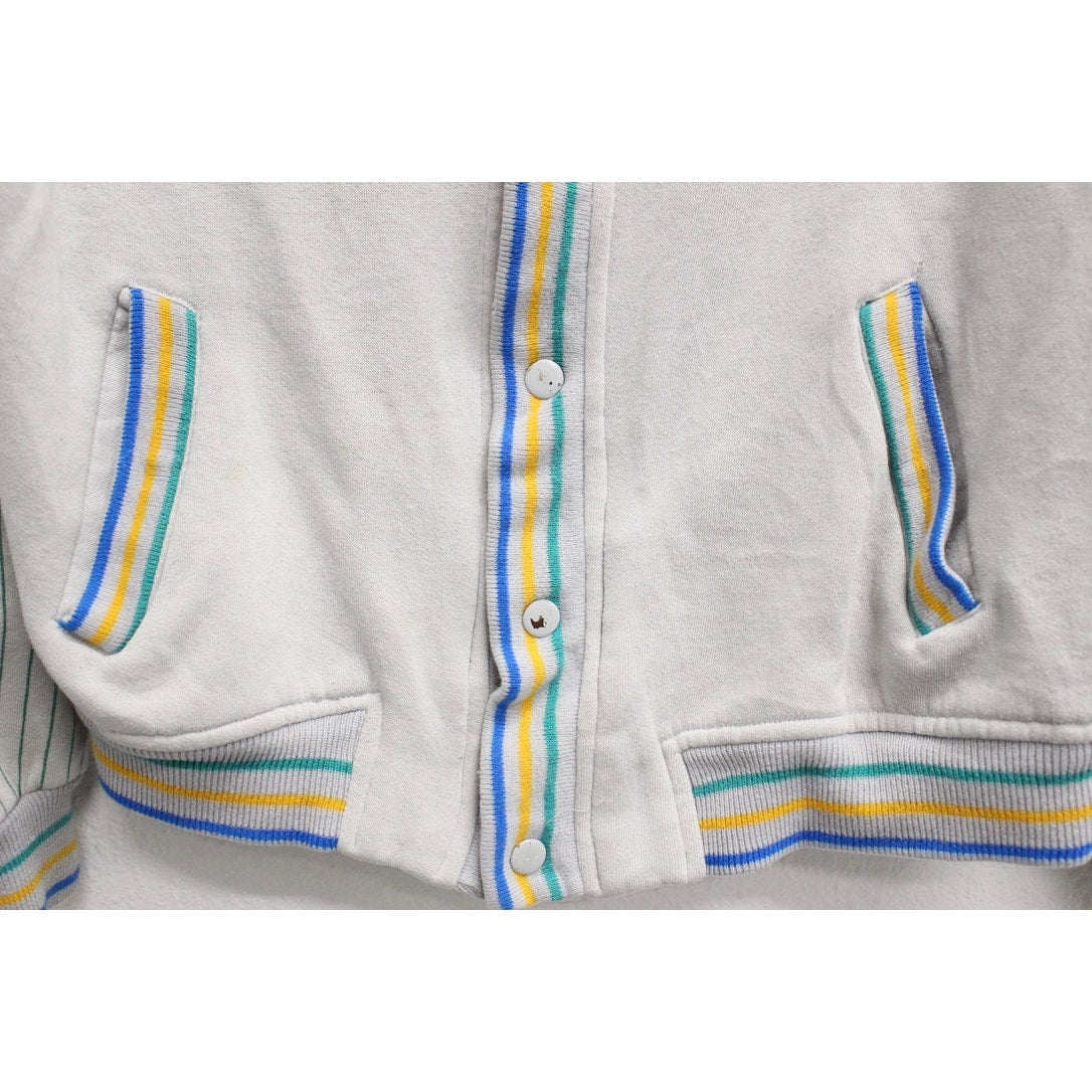 Vintage Kids Striped Sleeve Varsity Style Cardigan Sweatshirt XL