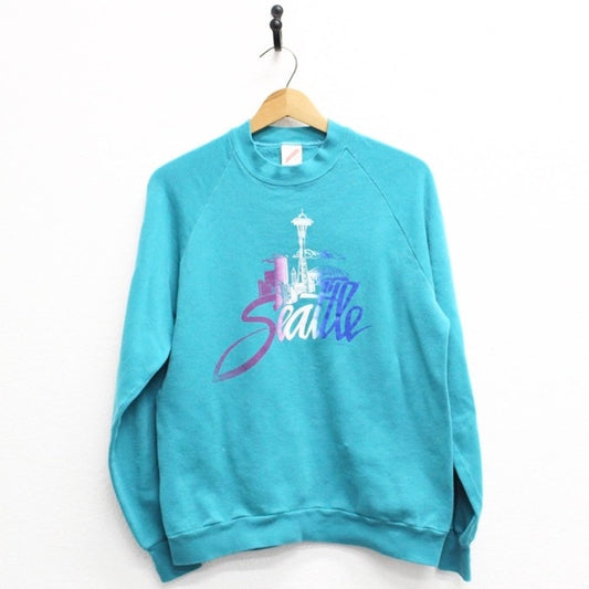 Vintage Seattle Washington Skyline Sweatshirt Large