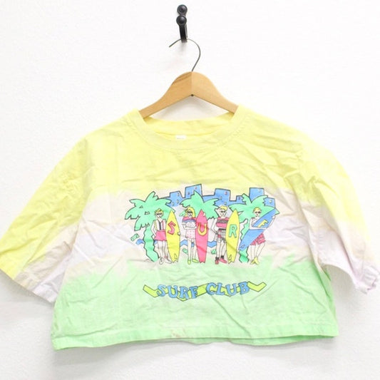 Vintage Surf Club Neon Crop Top T Shirt Small