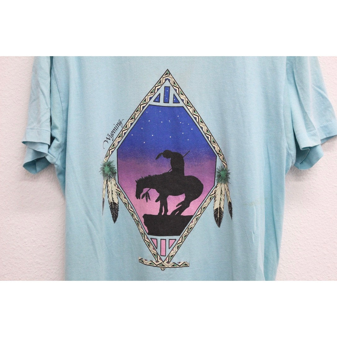 Vintage End of the Trail Statue Wyoming T Shirt XL