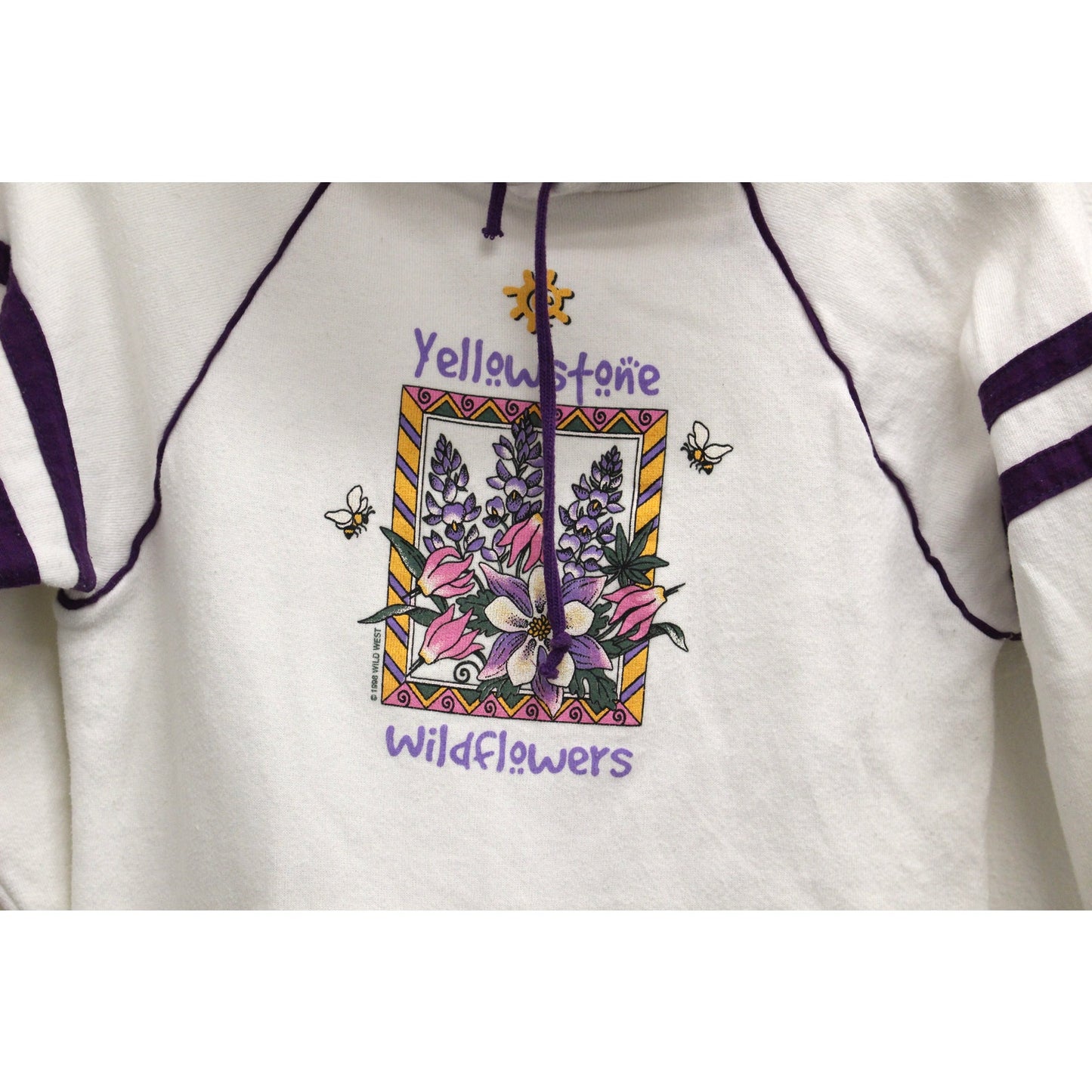 Vintage Yellowstone National Park Wildflowers Hooded Sweatshirt Small