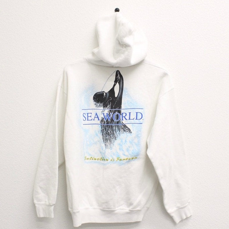 Vintage Sea World Shamu Whale Hooded Sweatshirt Large