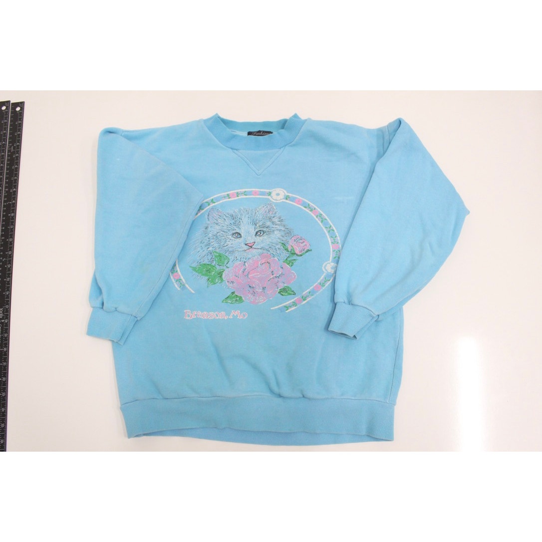 Vintage Floral Kitty Cat Branson Missouri Sweatshirt Medium