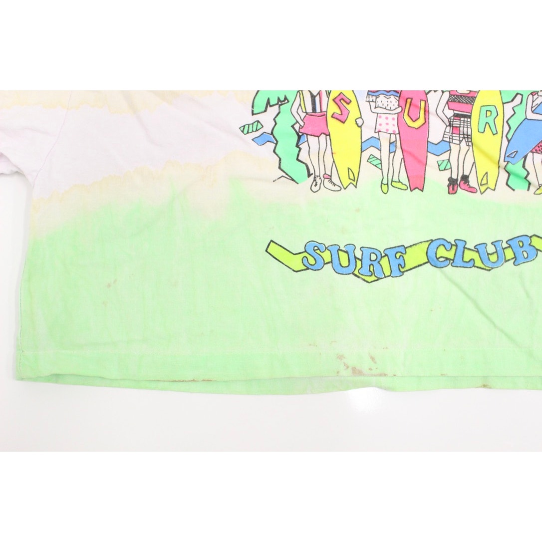 Vintage Surf Club Neon Crop Top T Shirt Small