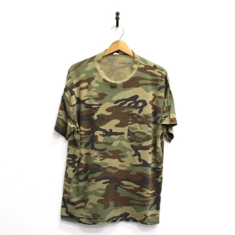 Vintage Army Camouflage Camo T Shirt XL