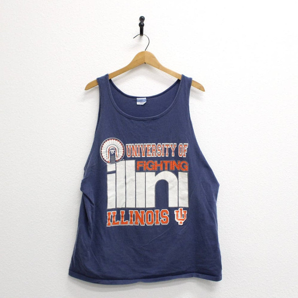 Vintage University of Illinois Fighting Illini Tank T Shirt XL