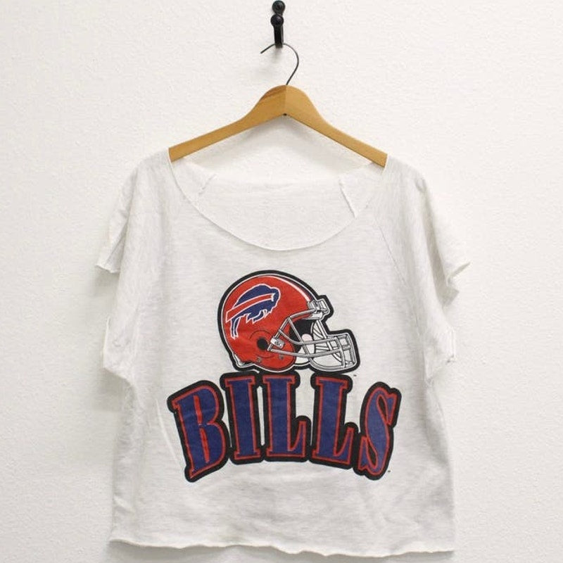 Vintage New York Buffalo Bills Football Cropped Sweatshirt Large