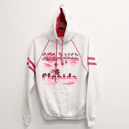Vintage Florida Beach Scene Hooded Sweatshirt XL