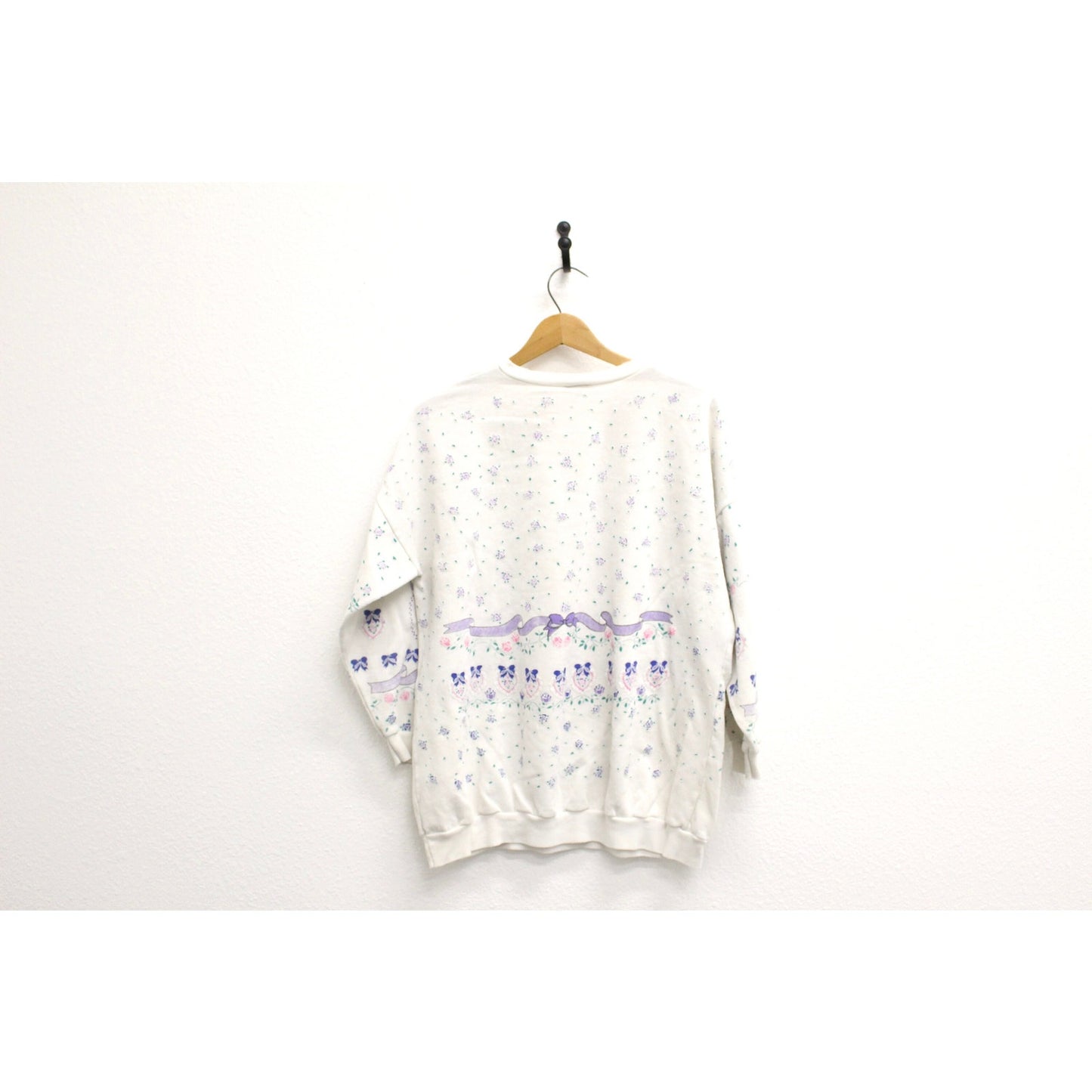 Vintage Kitty Cat Hearts Bows Flowers Sweatshirt Large