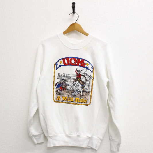 Vintage Bull Riding Rodeo Cowboy U.O.Me Sweatshirt Large