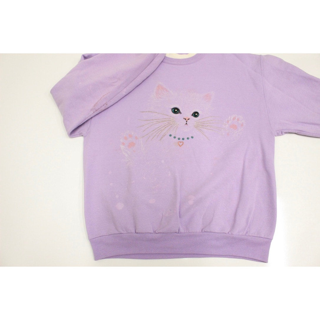 Vintage Kitty Cat Face Sweatshirt Medium