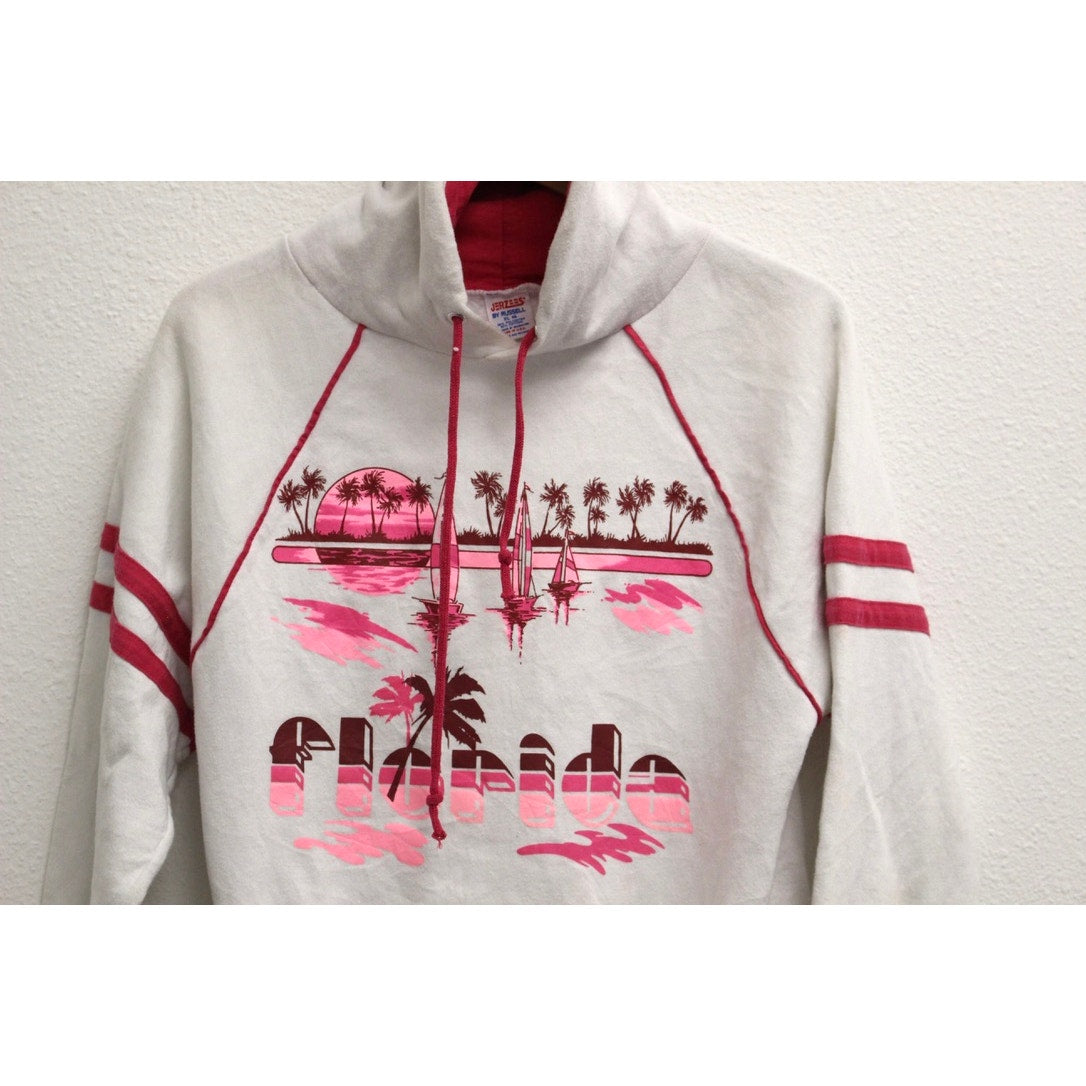 Vintage Florida Beach Scene Hooded Sweatshirt XL
