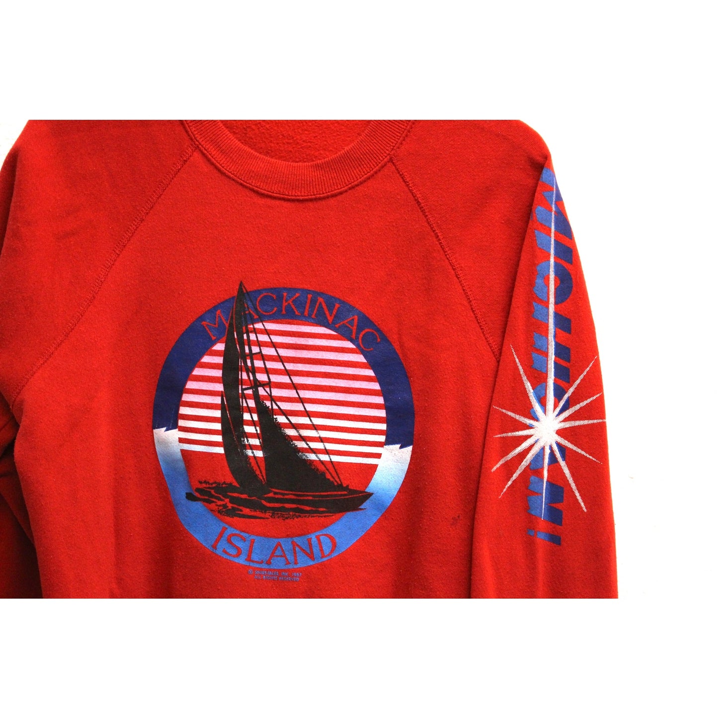 Vintage Mackinac Island Michigan Sailboat Sweatshirt Large