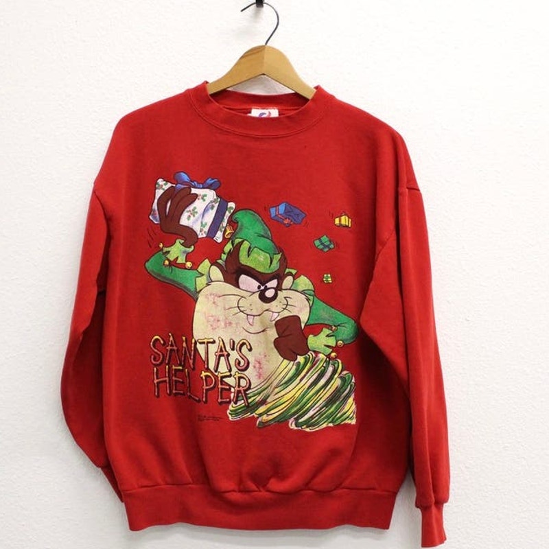 Vintage Looney Tunes Taz Christmas Sweatshirt Large