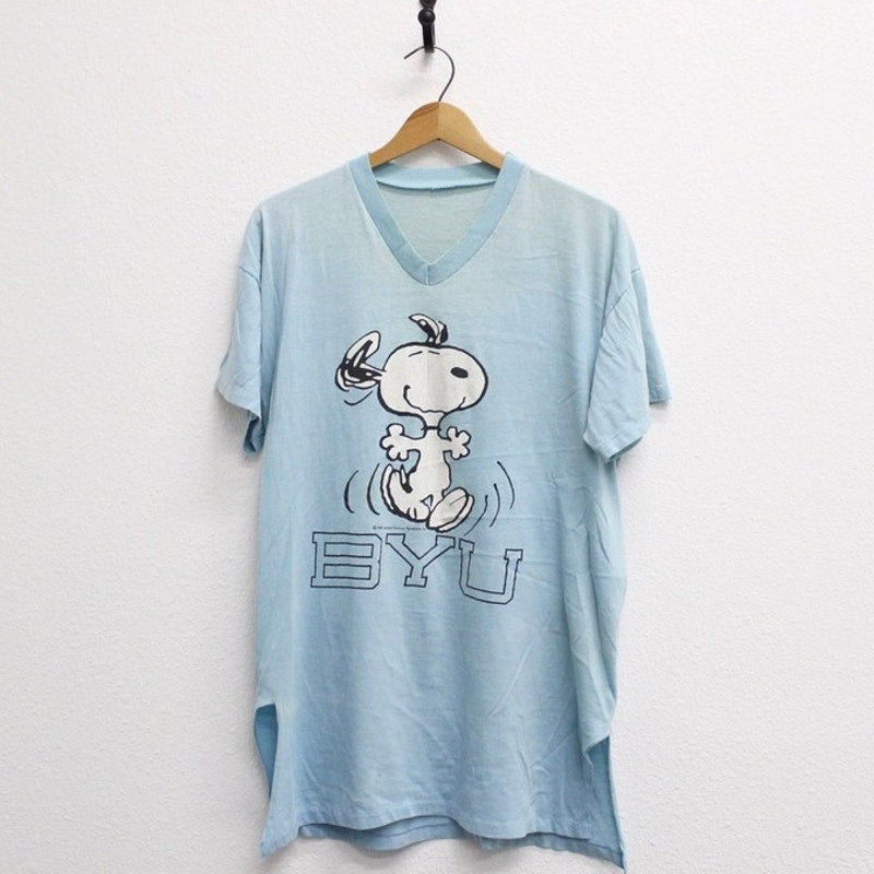 Vintage Brigham Young University BYU Cougars Snoopy Night T Shirt Large
