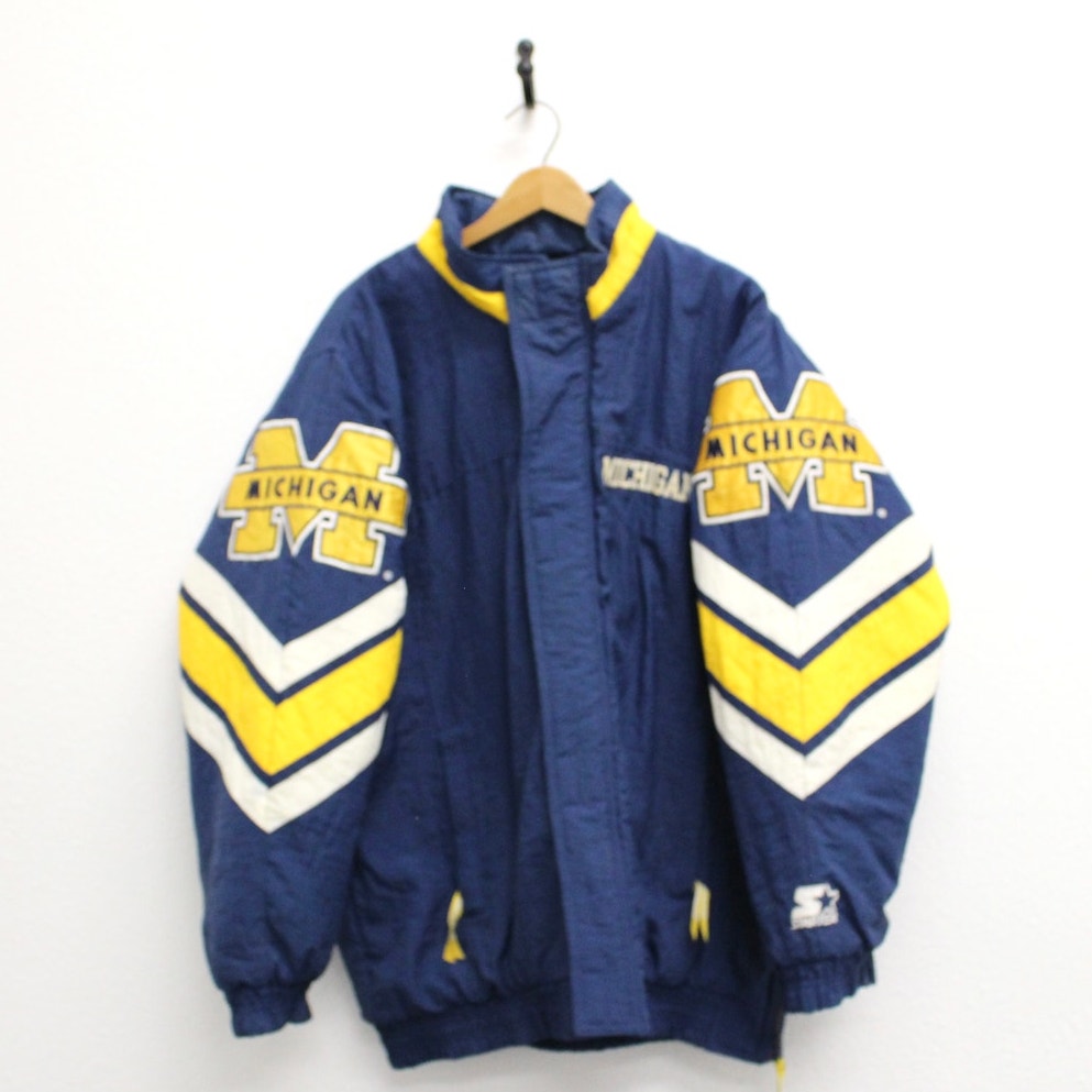 Vintage University of Michigan Wolverines Windbreaker Starter Jacket Large