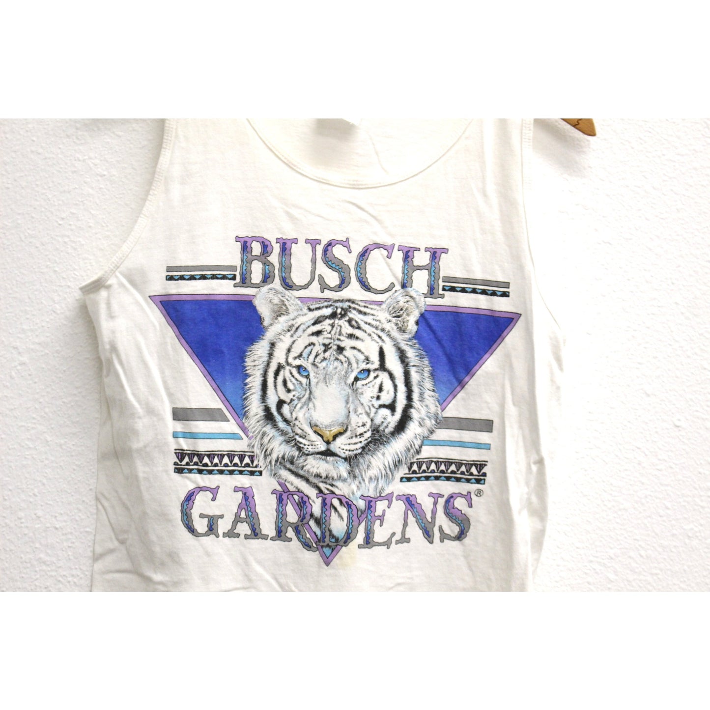Vintage Busch Gardens Florida White Tiger Tank Top Medium