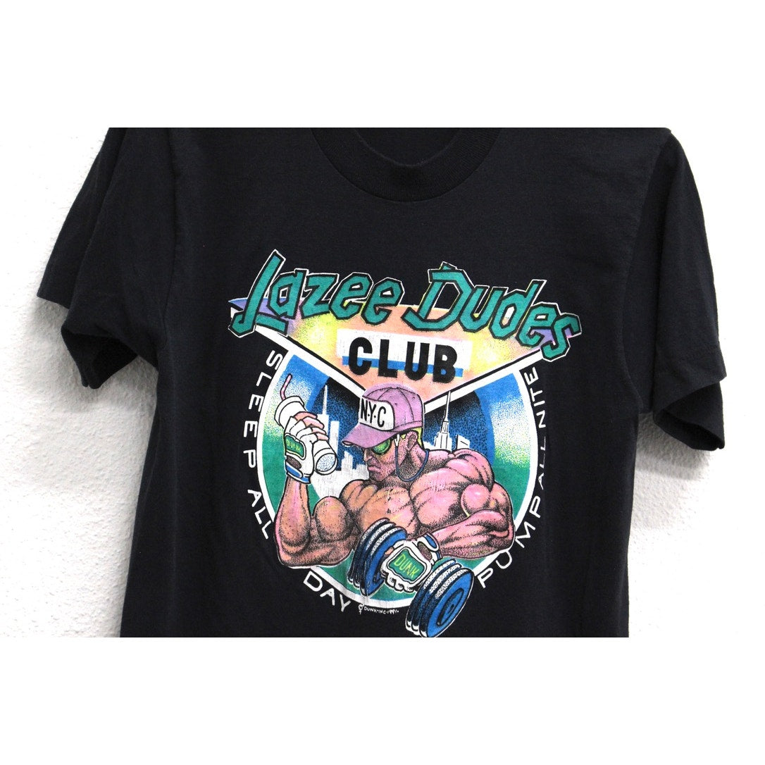 Vintage Lazee Dudes Club Weight Lifting T Shirt Medium